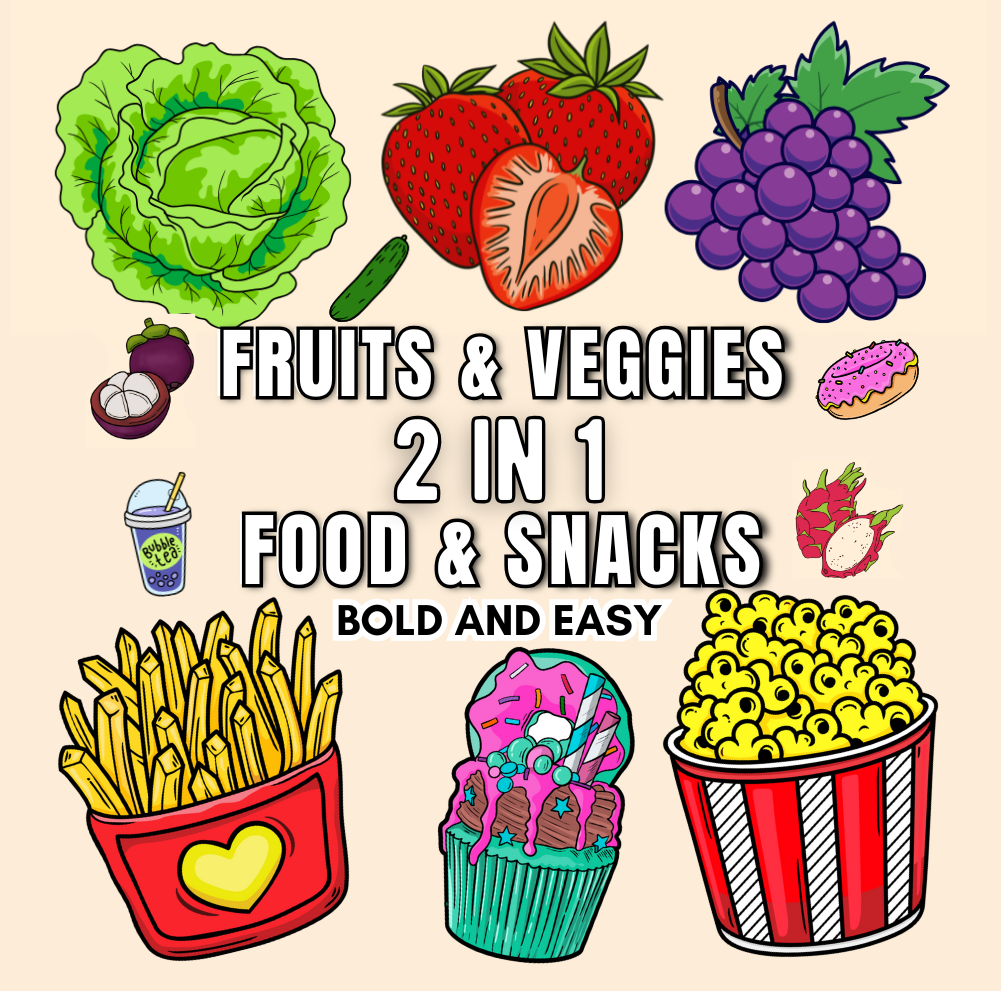 2 in 1 Fruits and Food Coloring Book (Save 40%) 3 2 in 1 Fruits and Food Coloring Book (Save 40%) - Image 2